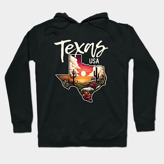 Texas USA Vintage Sunset Hoodie by DetourShirts